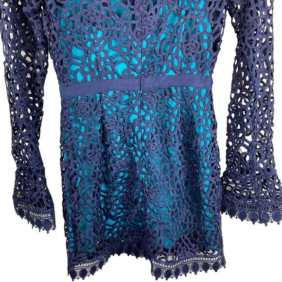 La Mason Talulah Roseate Teal Mini Lace Cocktail Evening Going Out Dress Small - Picture 12 of 12